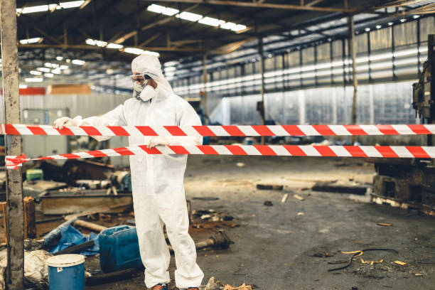 Professional Sewage Cleanup technician working in Columbus, NJ